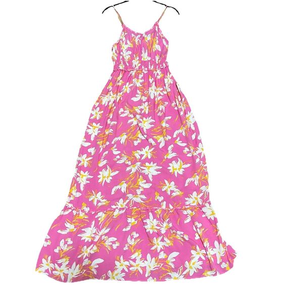Jessica Simpson Floral Maxi Dress S Pink White Sleeveless Tiered Cottage Party - Picture 1 of 7